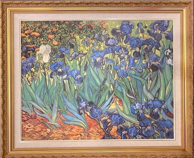 梵谷名畫-鳶尾花 亞麻布面復制畫